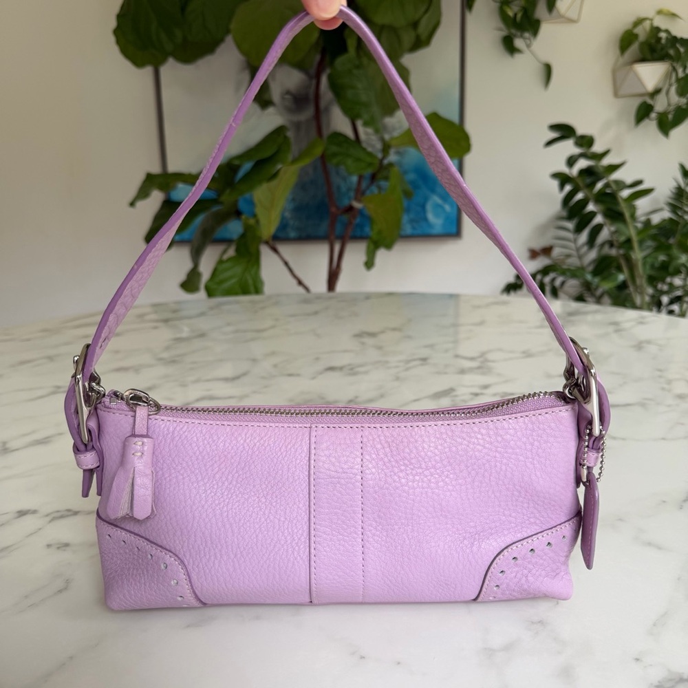 Coach Vintage Y2K Hamptons Pebbled Leather Soft Demi Baguette 5052 Lilac Purple